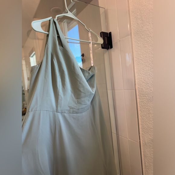 chiffon one-shoulder cutout bridesmaid dress - David’s bridal - dusty sage - Picture 4 of 7